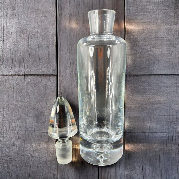 Heavy Crystal Glass Polish Decanter With Stopper Glass Bottle Air Bubble Bottom - Picture 2 of 16